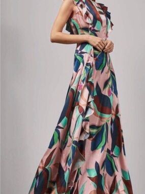 ted baker mint green maxi dress Pale Green Satin Sleeveless V-neck Maxi Dress | Sanari main image 0